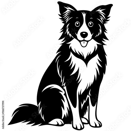 border collie Dog black silhouette vector, Simple silhouette Design vector icon with white background