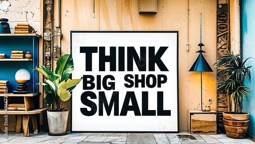 Think Big Shop Small sign in a conceptual image  photo