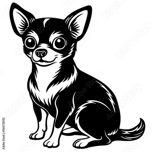 chihuahua Dog black silhouette vector, Simple silhouette Design vector icon with white background