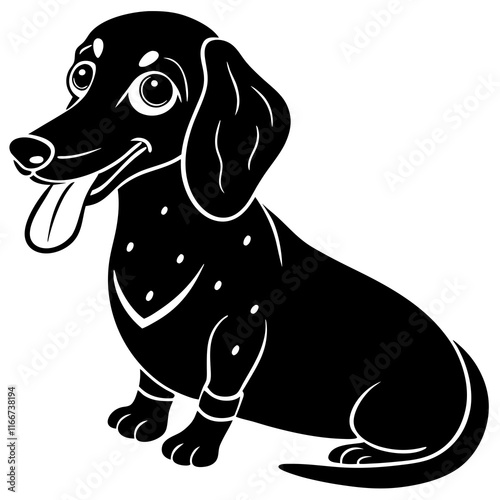 dachshund Dog black silhouette vector, Simple silhouette Design vector icon with white background