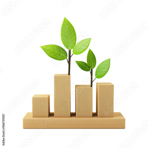 Growth chart with leaf, PNG transparent