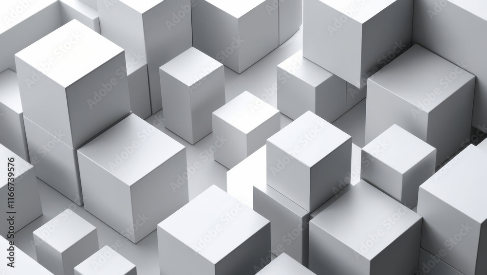 Intricate Wall Design Featuring Layered White Cubes in Modern Style Intricate Wall Design Featuring Layered White Cubes in Modern Style