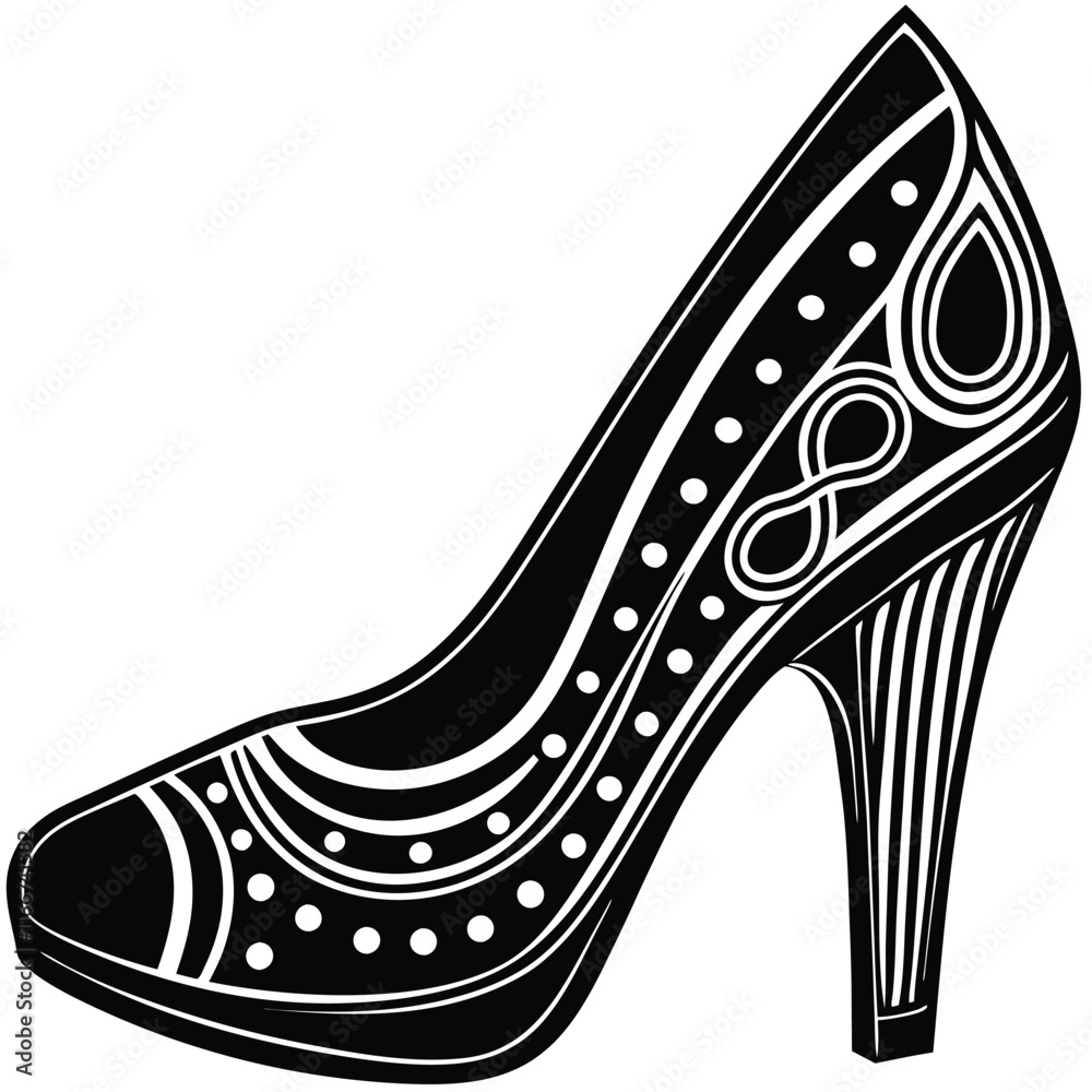 High-heeled shoe in a vibrant. High-heeled shoe in a vibrant.