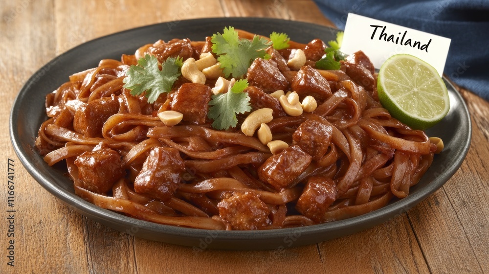 Delicious Thai Pad Thai Noodles with Cashews and Cilantro Delicious Thai Pad Thai Noodles with Cashews and Cilantro
