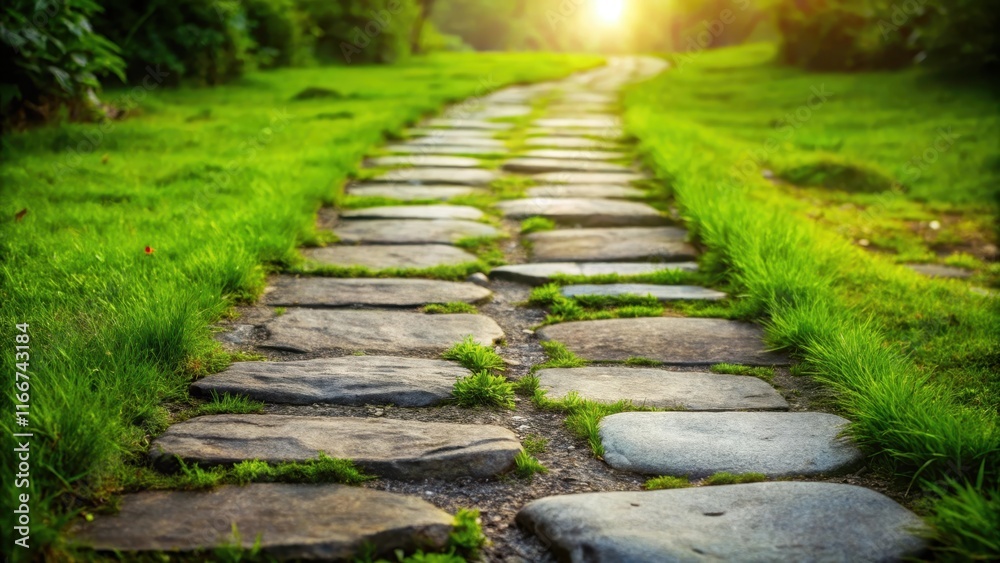 Obraz premium Stone path isolated on background , stone, path, walkway, isolated,garden, landscaping, design, texture, outdoor, nature, background