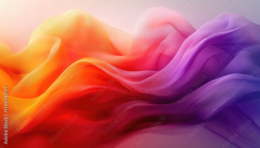 Obraz premium Abstract Wavy Fabric Flowing with Vibrant Gradient Colors and Soft Textures