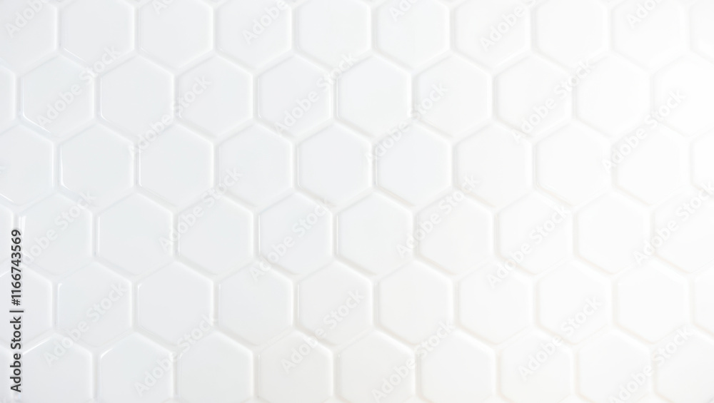 Minimalist White Hexagonal Tile Pattern.