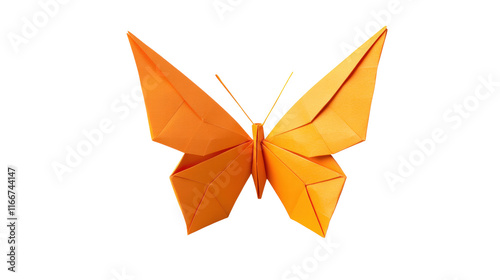 Yellow butterfly paper craft, PNG transparent