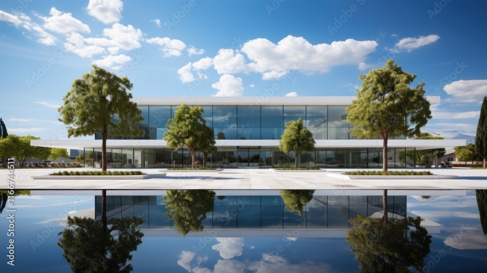 Modern Architecture Reflected in Still Water: A Serene Architectural Masterpiece Modern Architecture Reflected in Still Water: A Serene Architectural Masterpiece