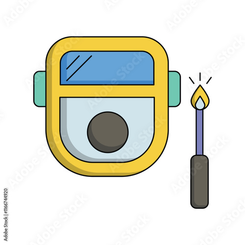 Welding Helmet color line icon with white background vector stock illustration