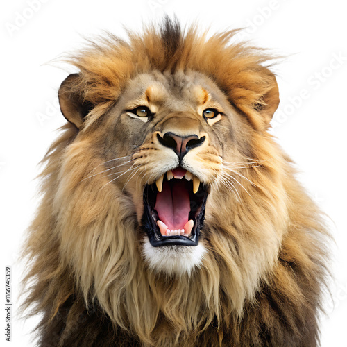 Lion roaring isolated on white background as transparent. PNG.AI GENERATED photo