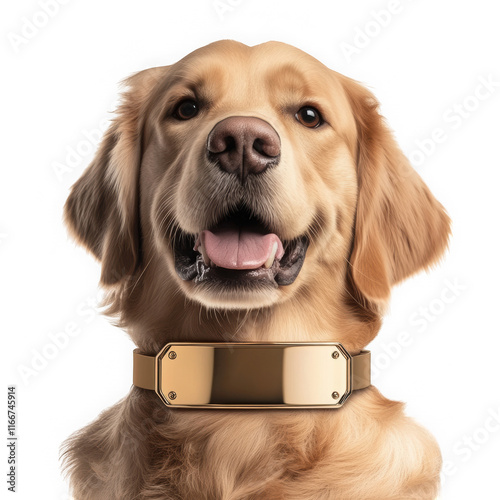 Golden Dog with Collar Displaying its Name Tag