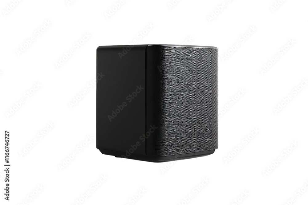 Obraz premium Compact black audio speaker designed for rich sound quality and versatile placement in home or office environments