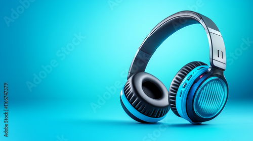 Pair of gaming headphones with RGB lighting, isolated on white background photo