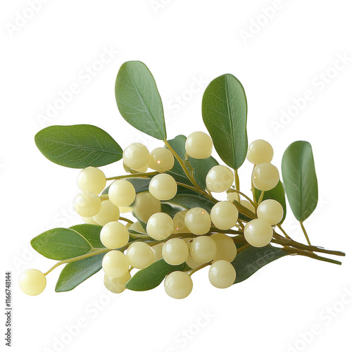 Tree branch with green leaves and fruits isolated on white background photo