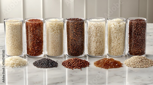 Assorted Grains and Legumes in Glass Containers photo