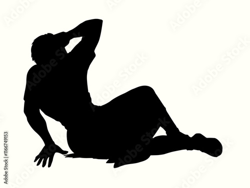 Vector drawing. Man fall on the ground