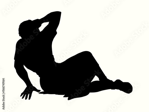 Vector drawing. Man fall on the ground