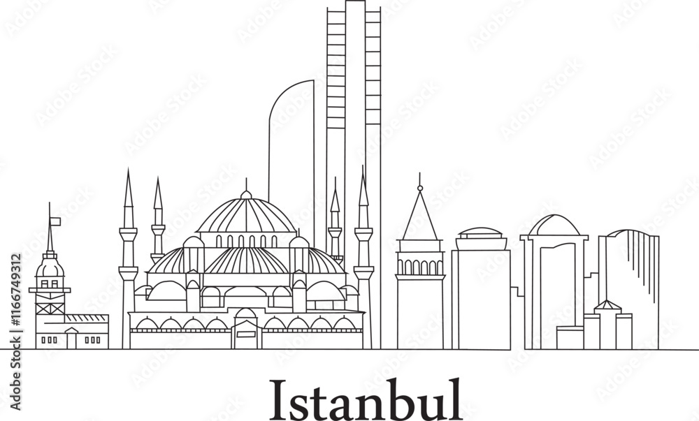 Fototapeta premium Istanbul Line Draw Simple Minimalist