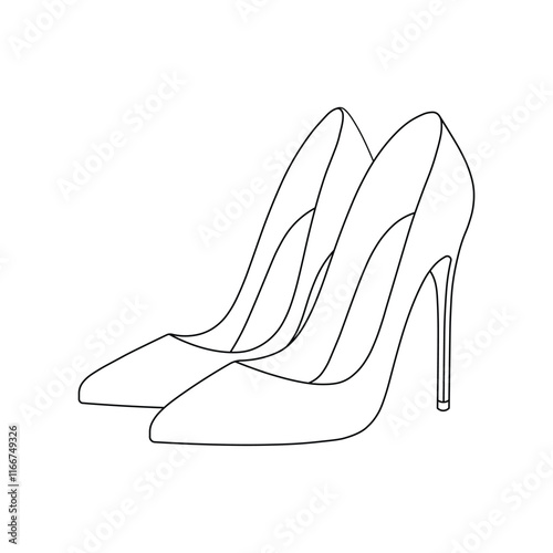 Hand drawn kids drawing vector illustration high heels shoes cartoon isolated