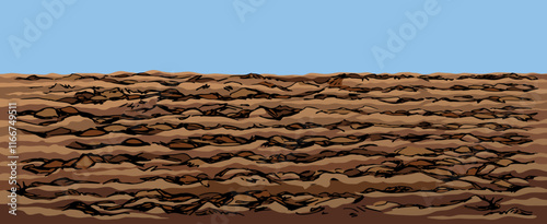 Vector drawing. Old Plowed soil