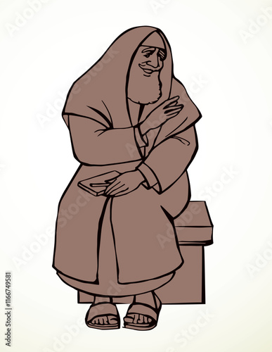 Vector drawing. Old jewish man