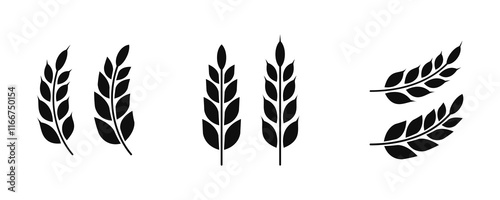 Wheat silhouette collection. Ear of wheat symbols. Wheat icon. PNG transparent background