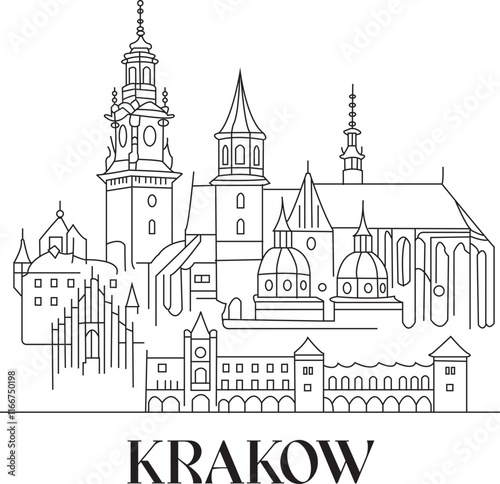 Krakow City Line Draw Simple Minimalist