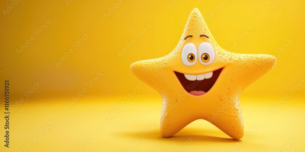 Yellow starfish with smiling face Yellow starfish with smiling face