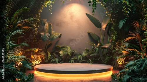 Captivating tropical jungle landscape with dense lush foliage vibrant greenery and a magical ethereal lighting effect creating a sense of mystery and wonder  An immersive
