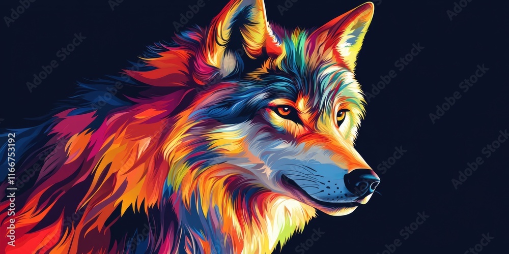 Fototapeta Wolf's face on black background