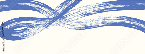 Grainy blue spiral brush stroke with spray texture isolated on white background. Hand drawn distress damaged edge. Spiral Bold Line, Grainy Bold Brush Strokes Texture, Retro Background.