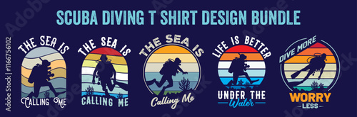 Best retro vintage scuba diving t shirt design bundle, vector, illustration,