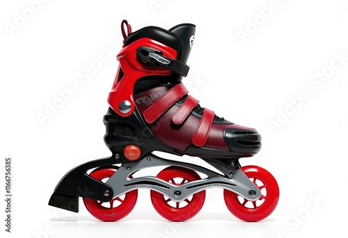 Red Inline Skates with Black and Silver Accents photo