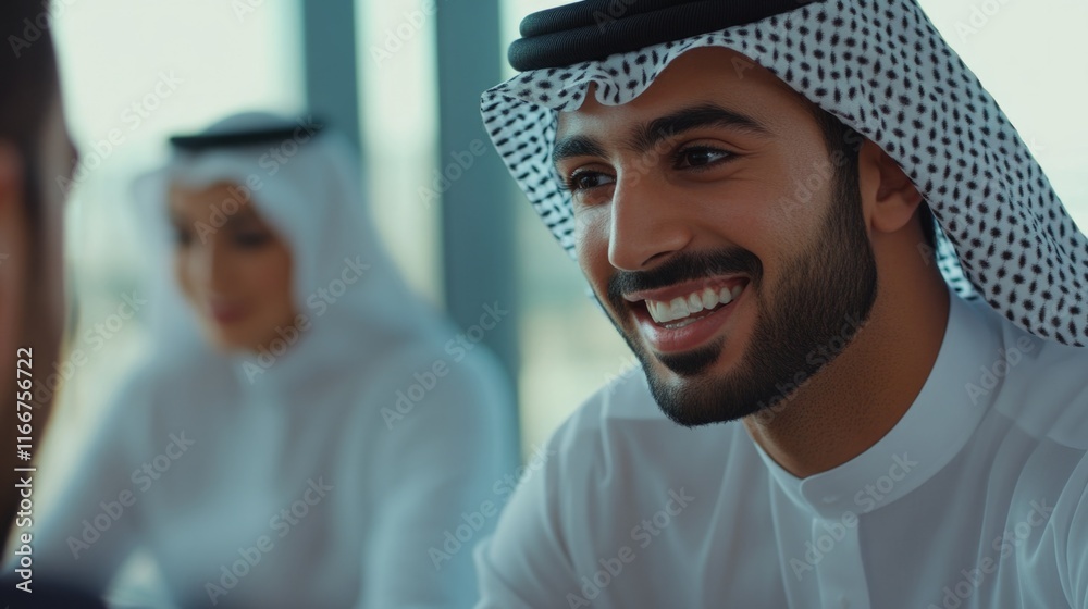 Man smiling with friend Man smiling with friend