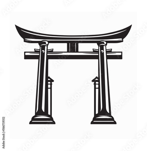 Japanese torii gate Image vector illustration on white background.