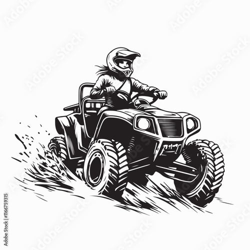 Young woman Driver Ride On Buggy Car image vector isolated on white background.