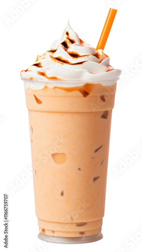 PNG Thai tea milkshake smoothie dessert drink. photo