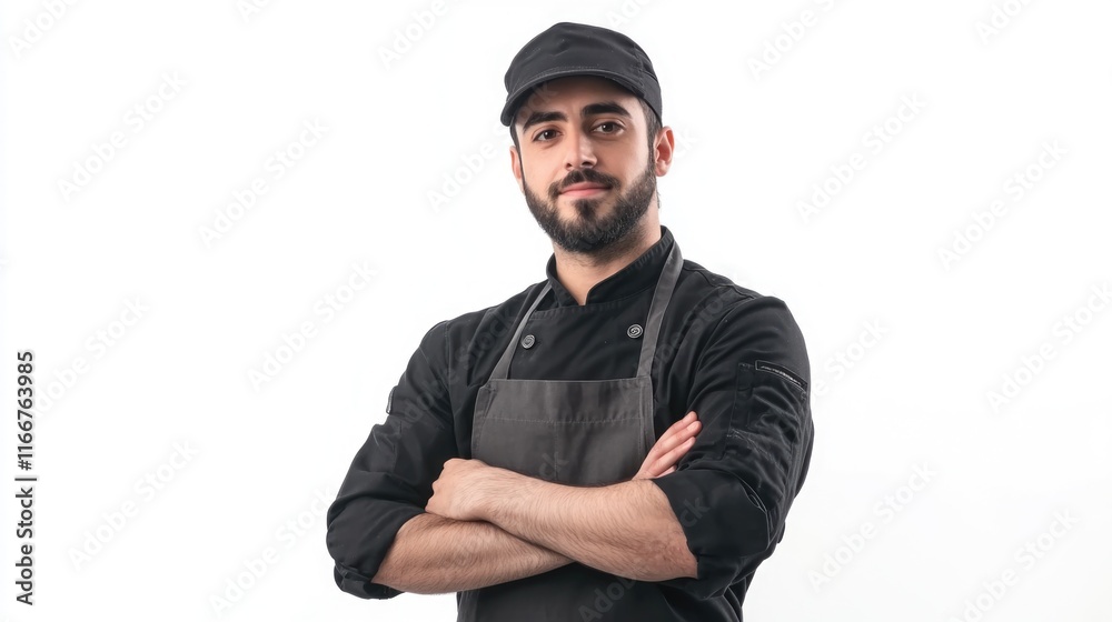 Man in apron and hat Man in apron and hat