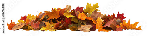 Obraz na płótnie A pile of autumn leaves on a white background w salonie