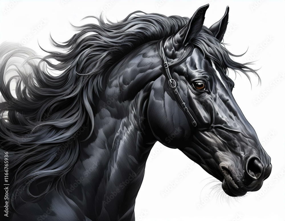 black horse isolated on white,vector black horse isolated on white,vector