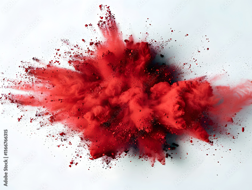 Explosion of red powder on a white background Explosion of red powder on a white background