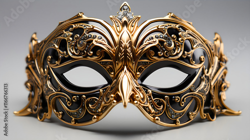 Theatrical mask with ornament. Illustration On The Theme Of History, Carnival, Style And Objects. Generative AI	
 photo