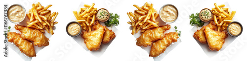 Obraz na płótnie A plate of fish and fries with a dipping sauce w salonie