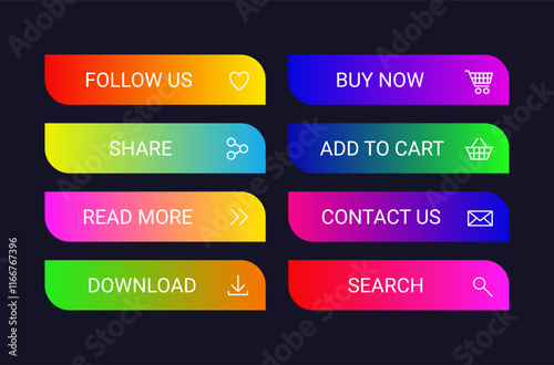 Colorful CTA button set.