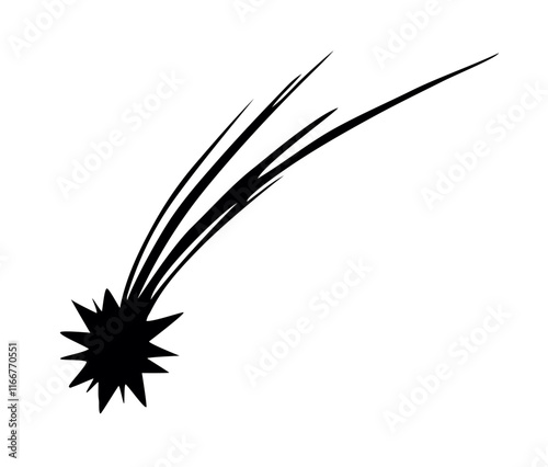 Flying comet with a tail. Vector drawing