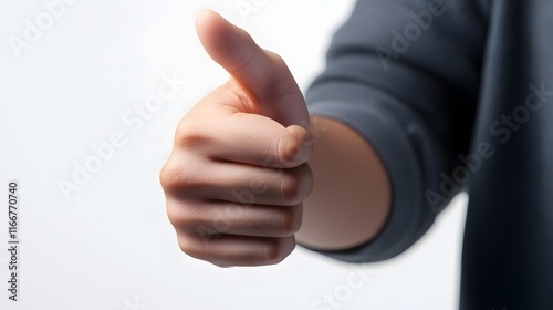 Positive Gesture of an Asian Man s Hand Against White Background photo