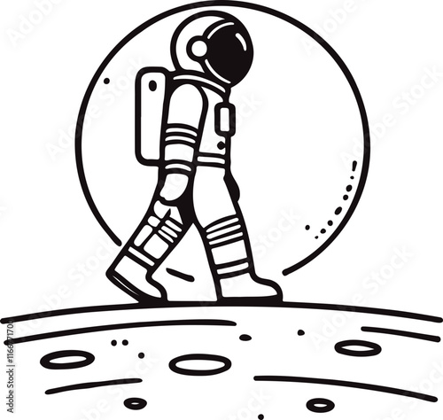 Astronaut Walking on the Surface of a Planet