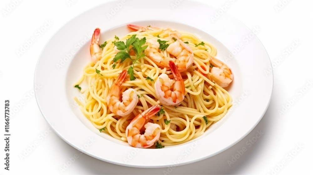 spaghetti with shrimp and garlic isolated spaghetti with shrimp and garlic isolated