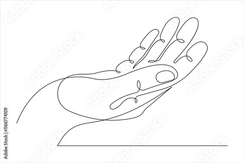 Continuous one line drawing of human hand gestures design vector graphic illustration